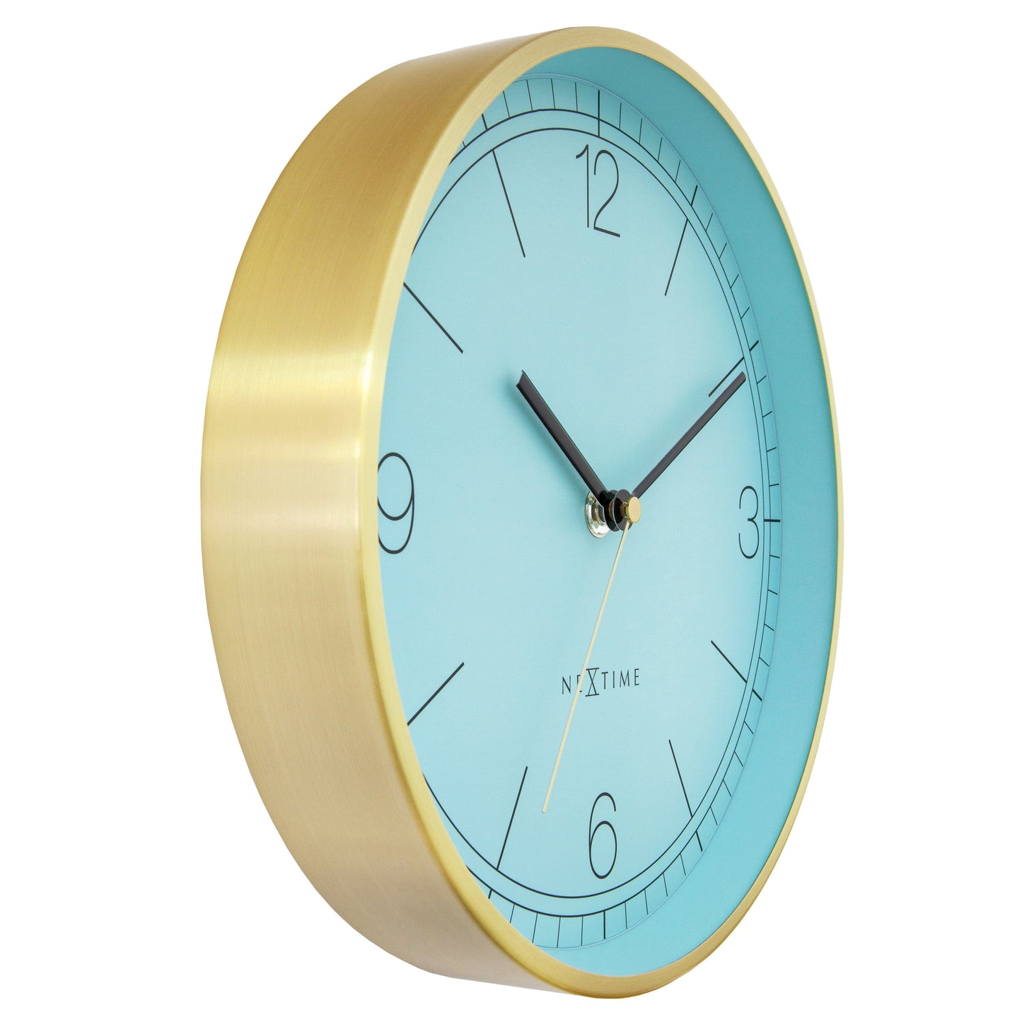 Wandklok 25cm-Silent-Groen/Turquoise/Wit/Zwart-Metaal-NeXtime 'Bolero'