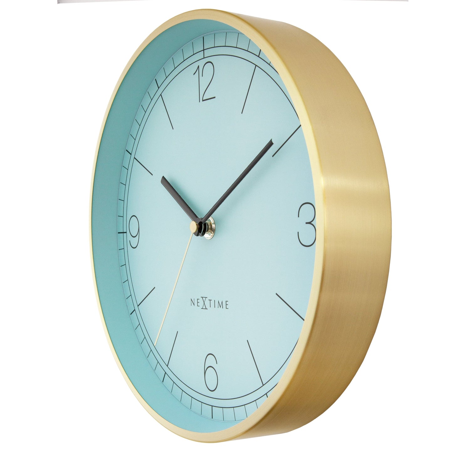 Wandklok 25cm-Silent-Groen/Turquoise/Wit/Zwart-Metaal-NeXtime 'Bolero'