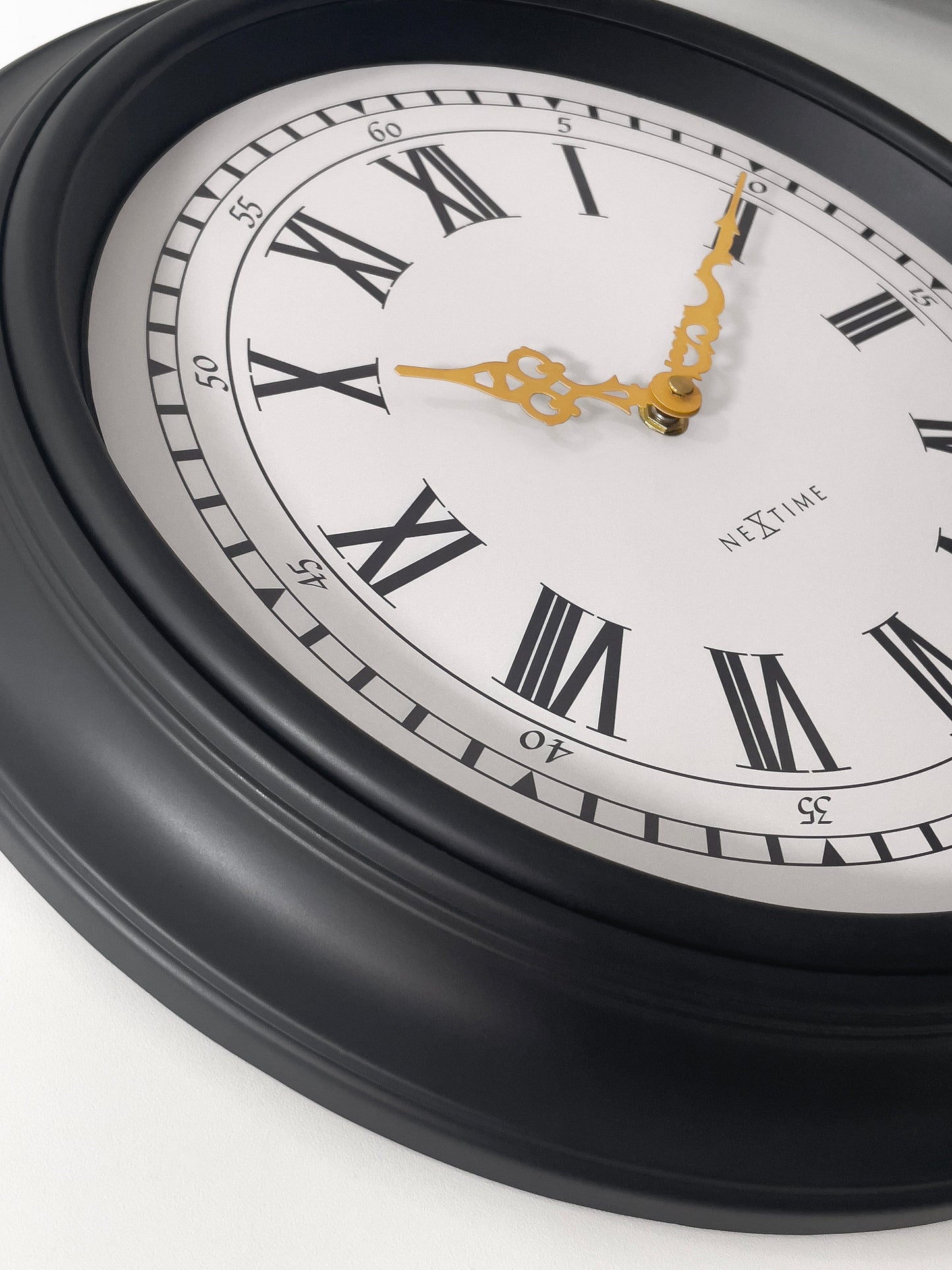 Wandklok 40cm-Silent-Zwart/Grijs-Kunststof-NeXtime 'Chopin'