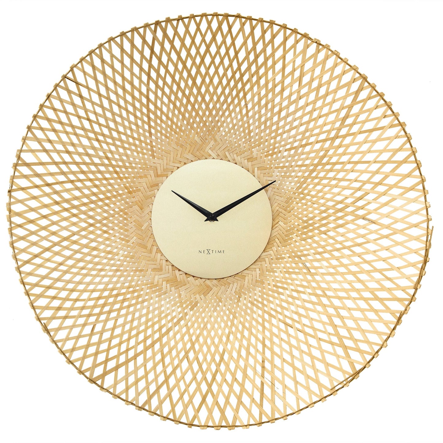 Wandklok 60cm-Silent-Bruin/Zwart-Bamboe-NeXtime 'Vortex'
