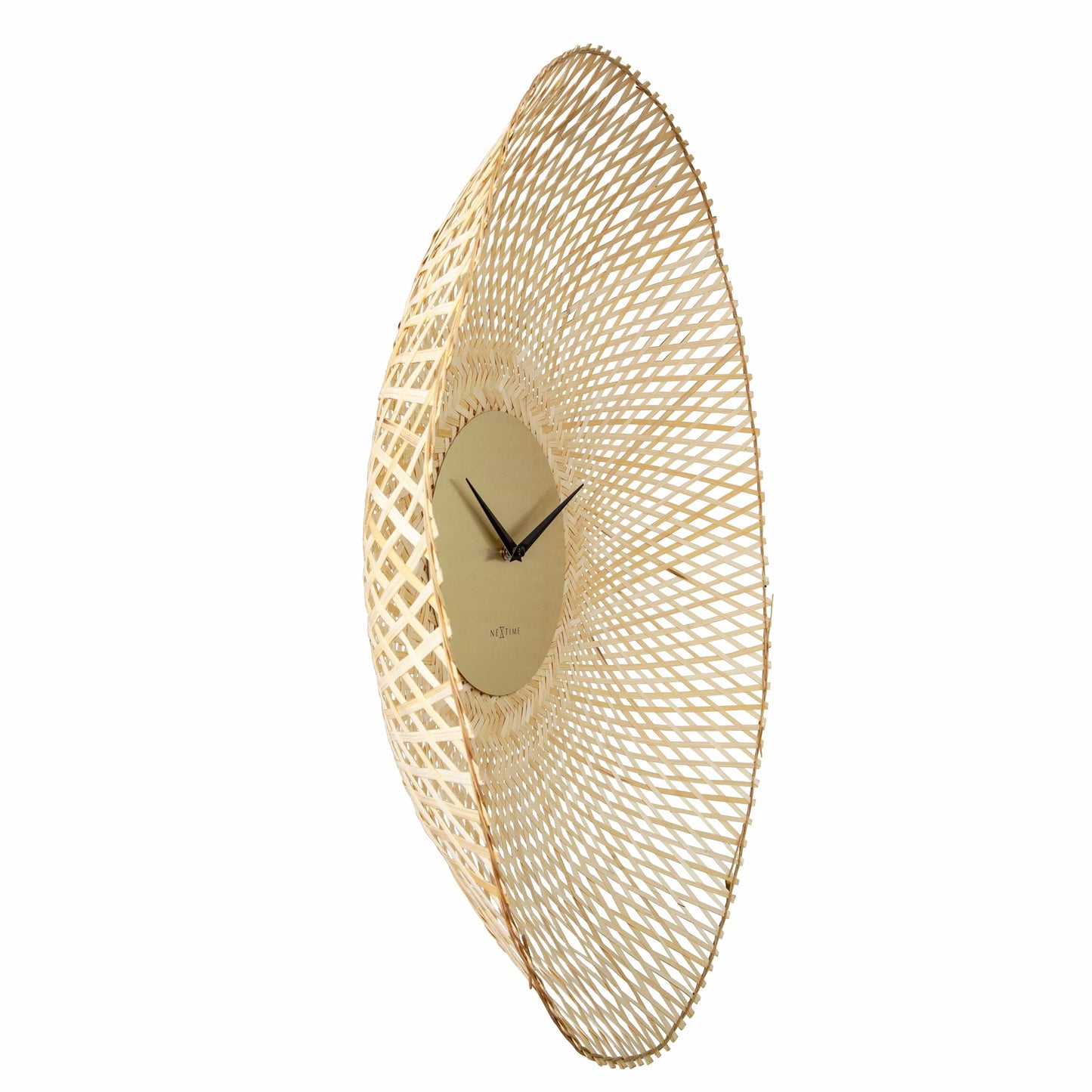 Wandklok 60cm-Silent-Bruin/Zwart-Bamboe-NeXtime 'Vortex'