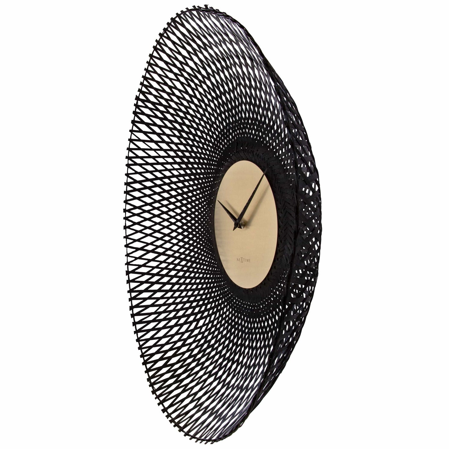 Wandklok 60cm-Silent-Bruin/Zwart-Bamboe-NeXtime 'Vortex'