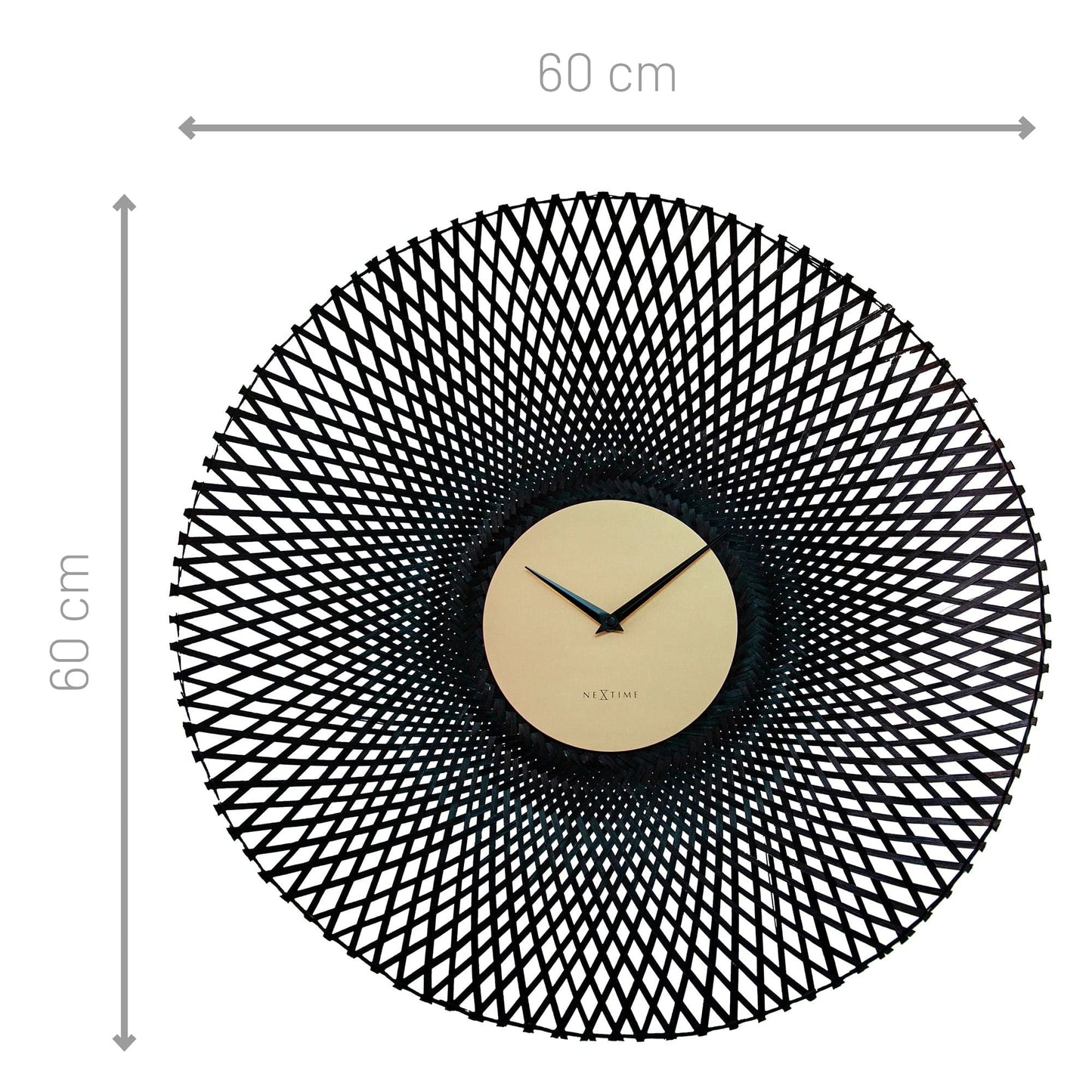 Wandklok 60cm-Silent-Bruin/Zwart-Bamboe-NeXtime 'Vortex'