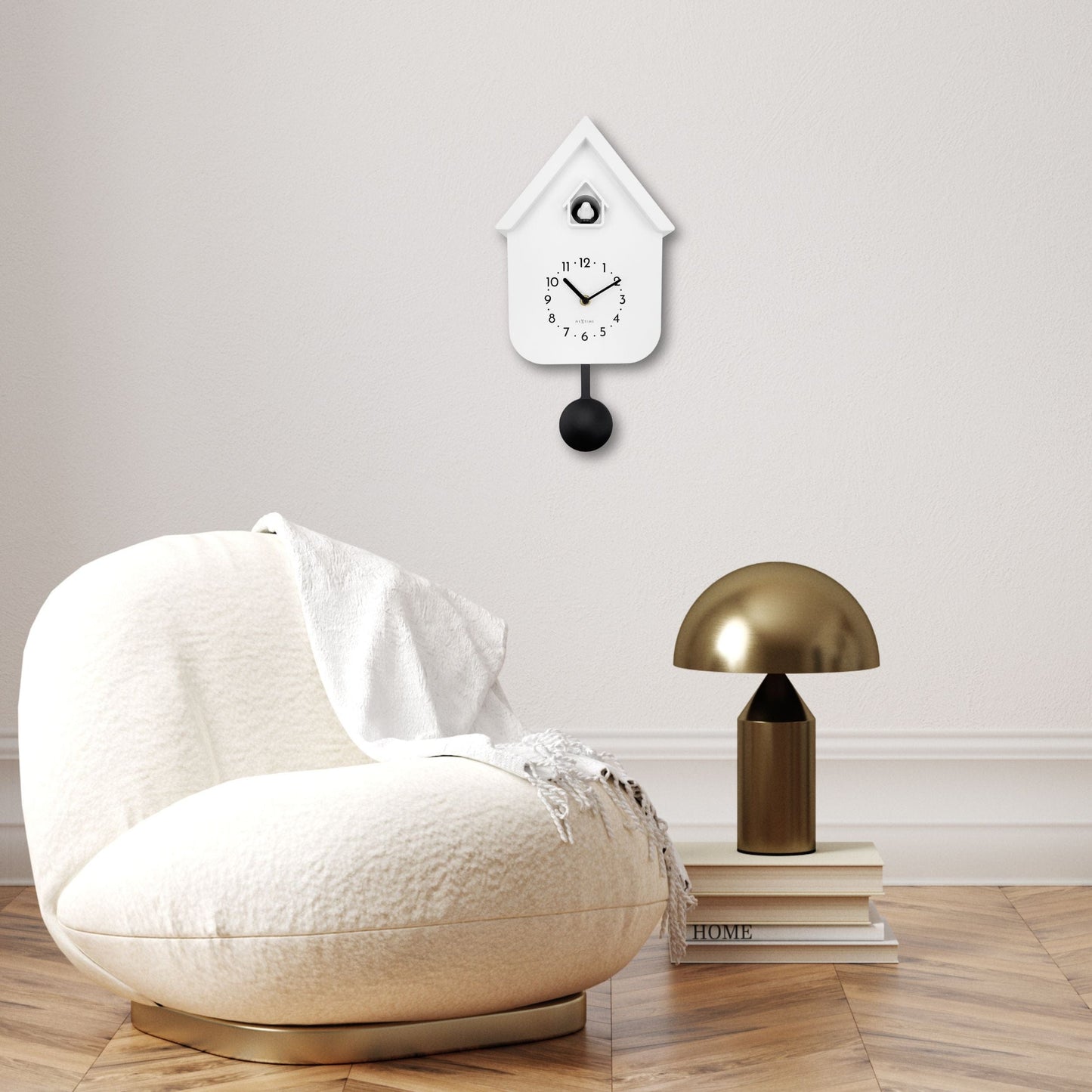 Wandklok 21,5x41,5x8,5cm - Slinger - Koekoek - NeXtime 'Twitter'