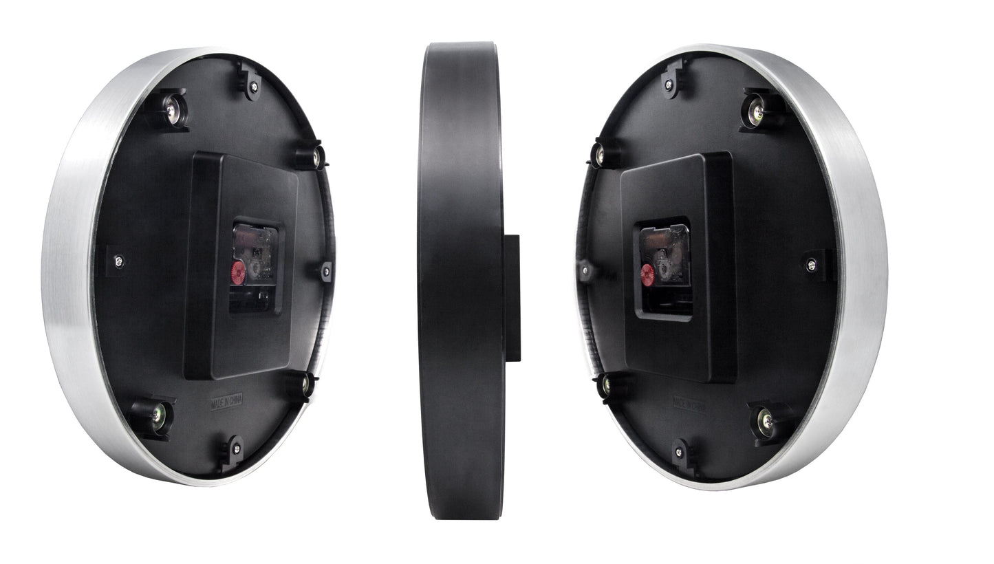 Wandklok 32,3x28x10cm-Silent-Wit & Zwart-Aluminium-NeXtime 'Double'