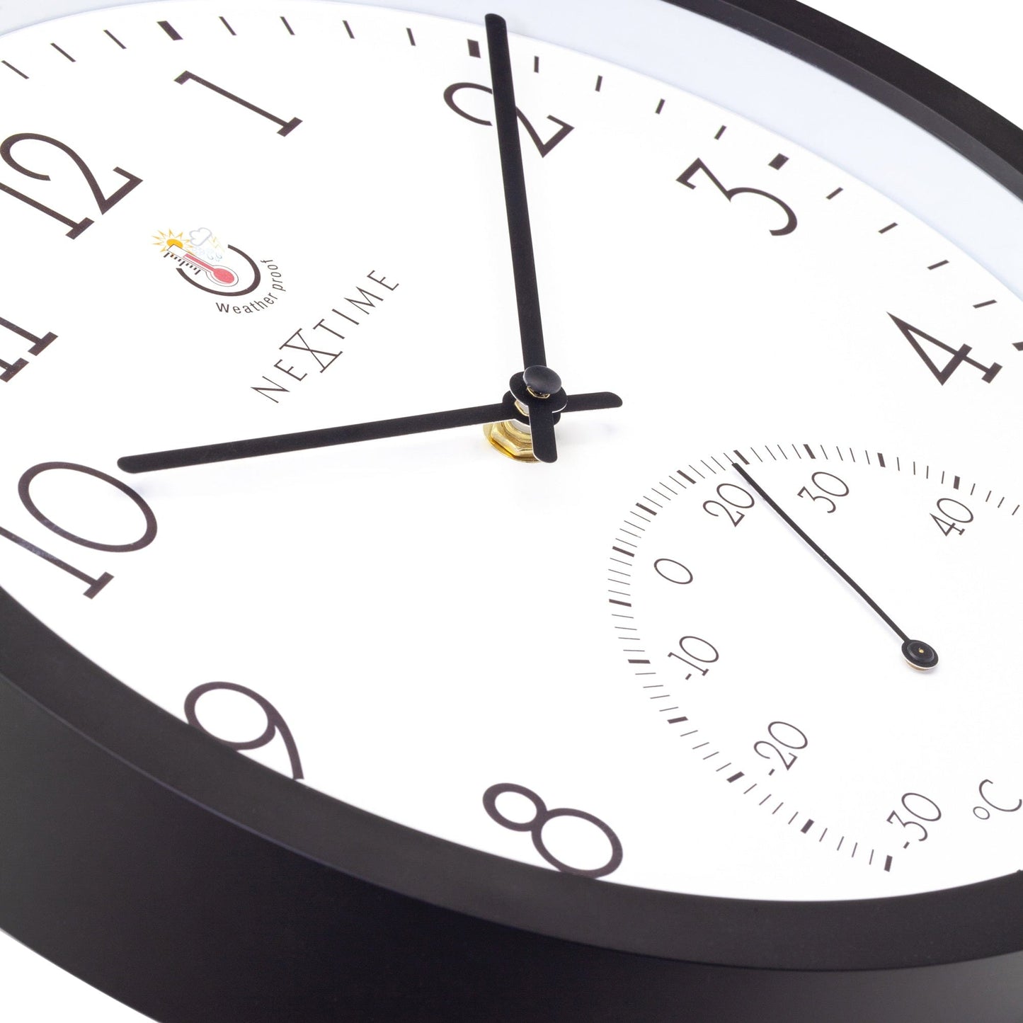 Weerbestendige buitenklok - met thermometer - 30,5 cm en goudsbloem