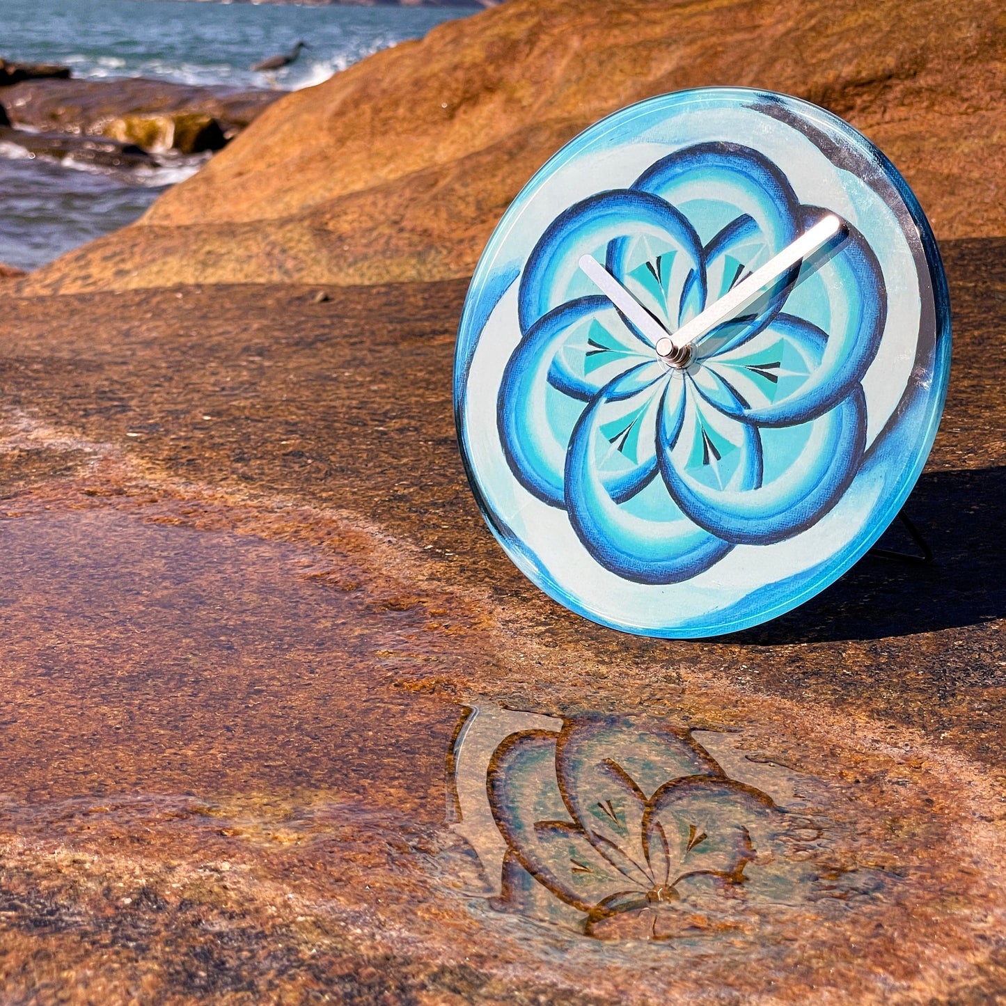 Tafel-/wandklok 20cm - Stil - Blauw - Gehard glas - "Cosmo Table"