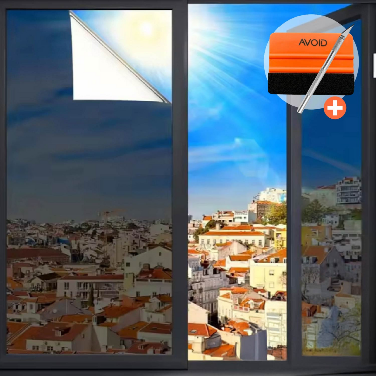 AVOID® - Raamfolie - Zilver Zwart - Verschillende Maten