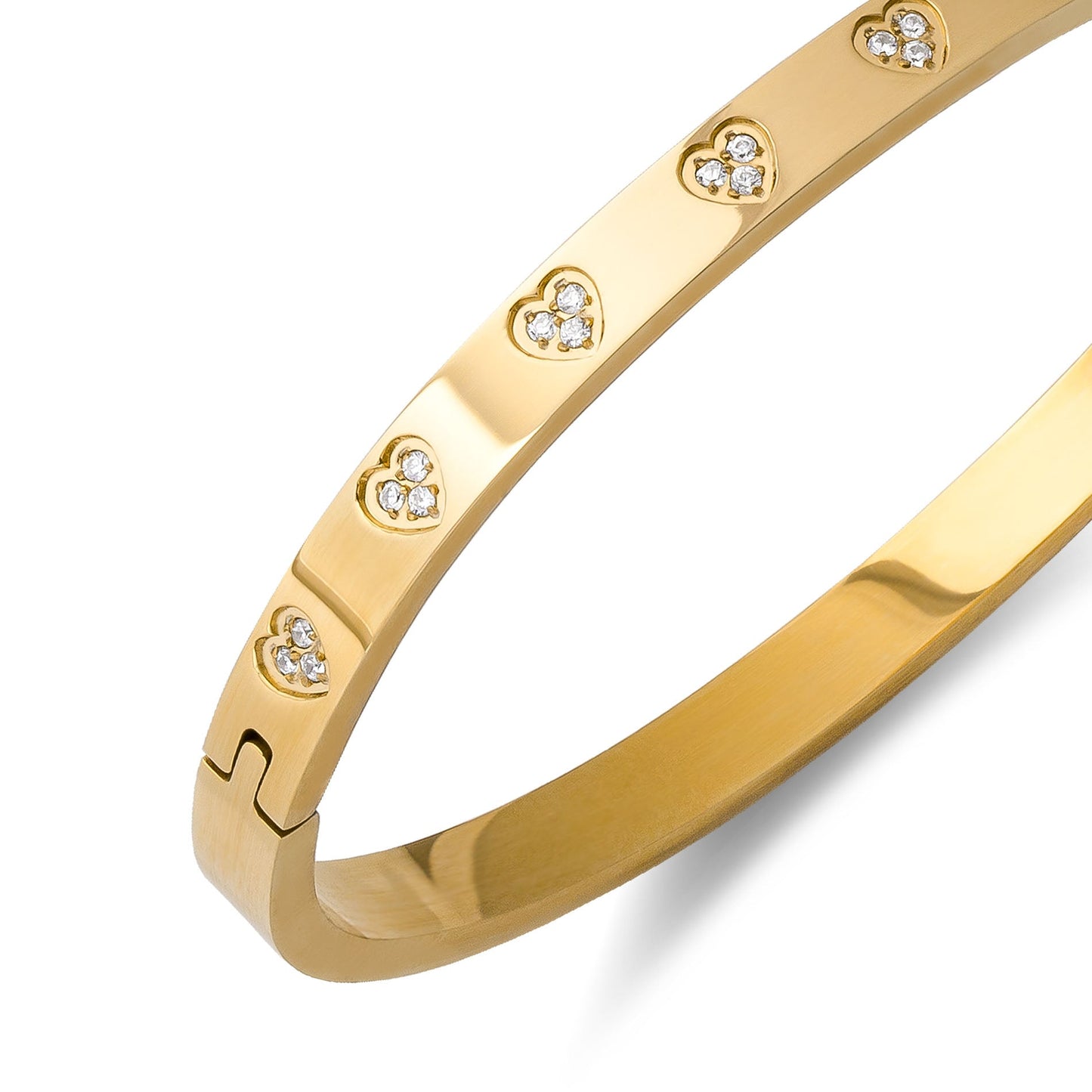 Bangle zirkonia hartjes goud