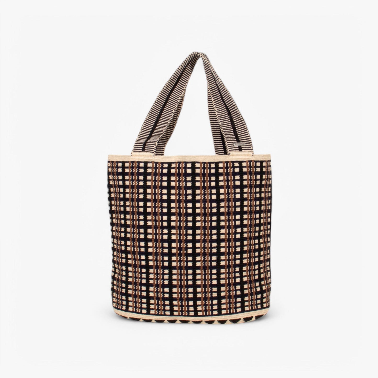 Ovale tas met ruitjesmotief | Marineblauw