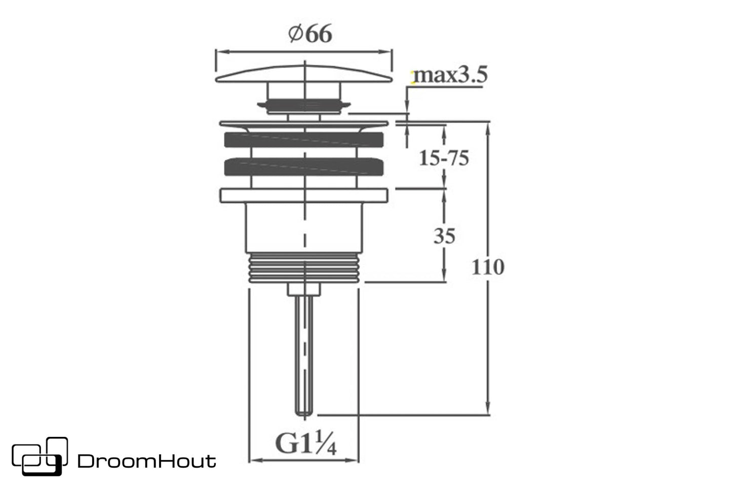 Clickwaste universeel brons