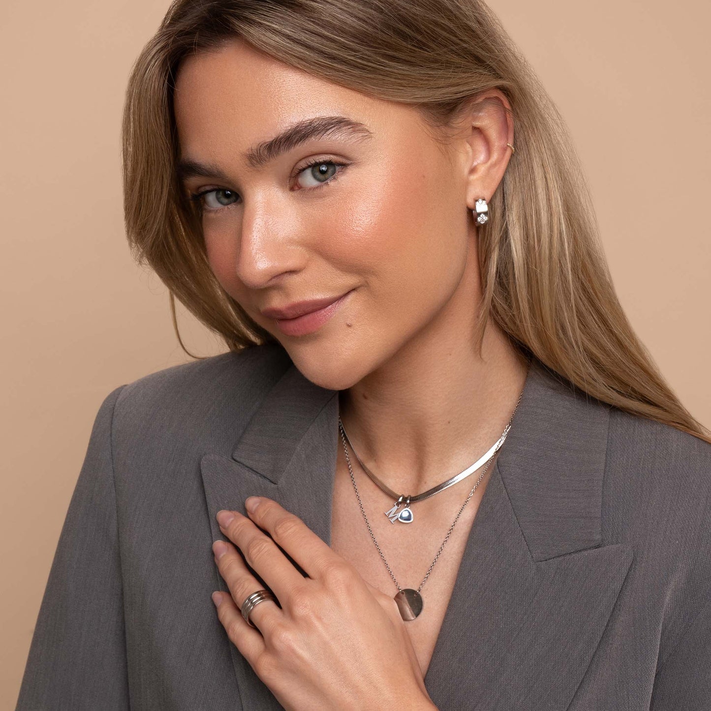 Klaversteen oorbel zilver