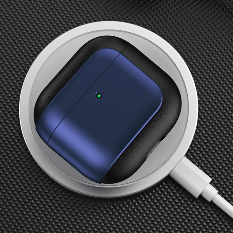 For AirPods 4 ANC Electroplating Leather Texture Wireless Earbuds Box Protective Case(Silver)