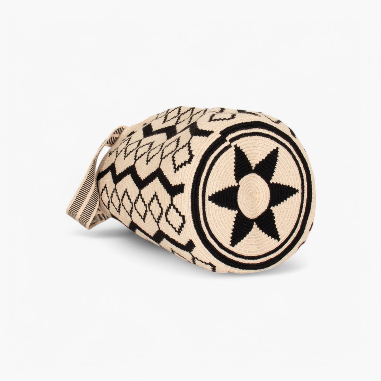 Geometrik yuvarlak tote L | Siyah