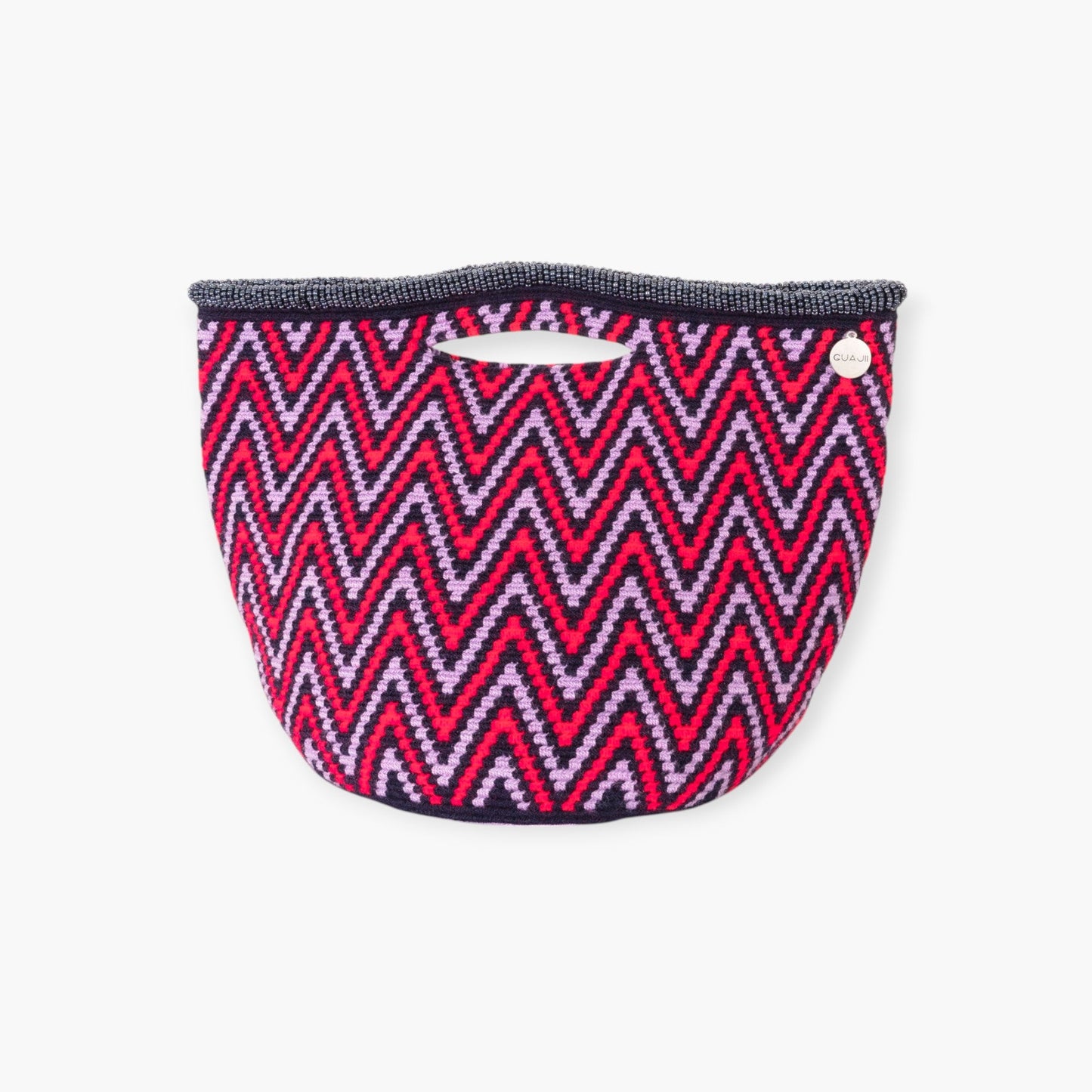 Zigzag tas met handvat | Marineblauw