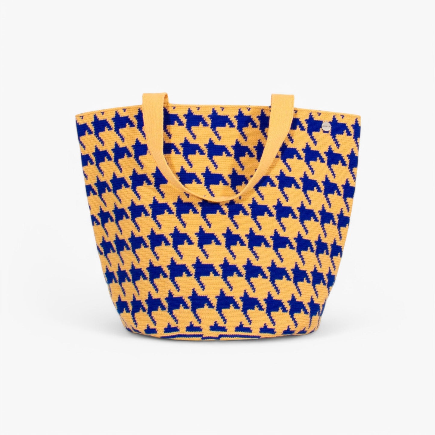 Houndstooth round tote bag | Midnight