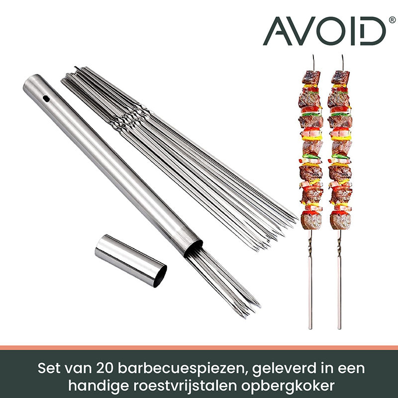 RVS BBQ Spiezen 30 cm - Set Van 20 Otlu Barbekü Spiezen - Vaatwasserbestendig ve Hittebestendig