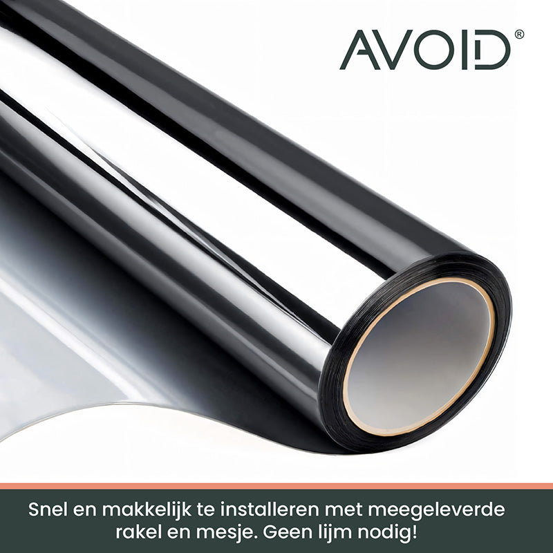 AVOID® - Raamfolie - Zilver Zwart - Verschillende Maten