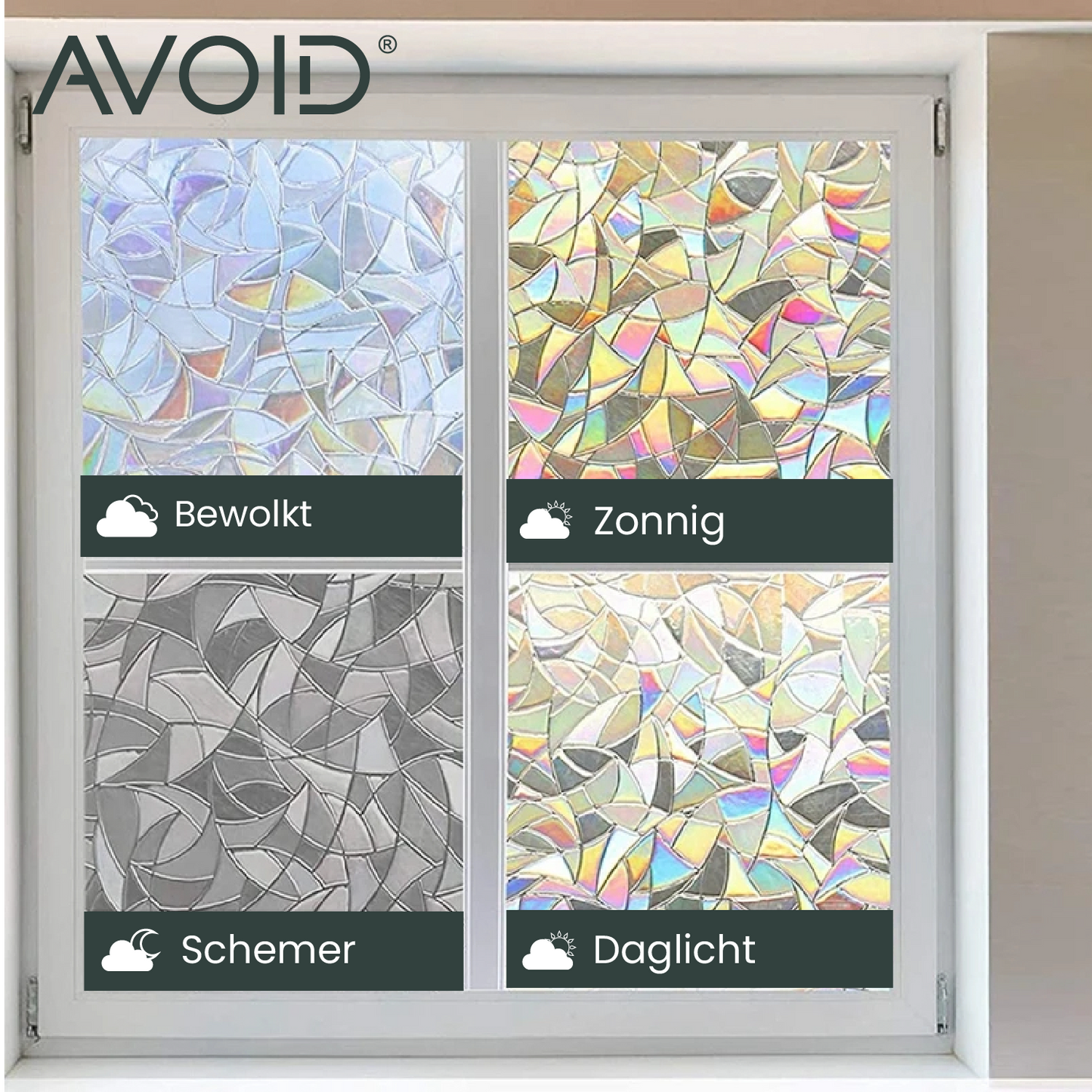 AVOID® - Raamfolie - Rainbow - Verschillende Maten