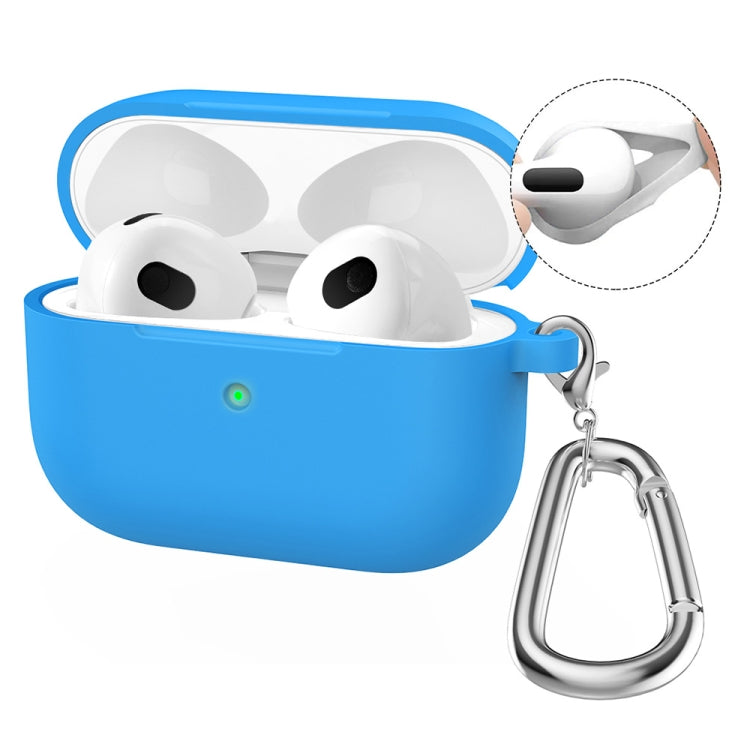 For Apple AirPods 4 2024 ENKAY Hat-Prince Thickened Silicone Case with Hook and Anti-lost Silicone Earbuds(Blue)