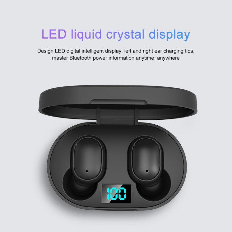 E6S LED Display Wireless Earphone TWS Bluetooth V5.3 Headsets Waterproof Bluetooth Earbuds, E6S (Black)
