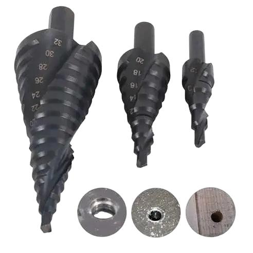 Top-Tools.nl HSS Kobalt Stappenboor Set 3-Delig | 4-32 mm titaniumcoating