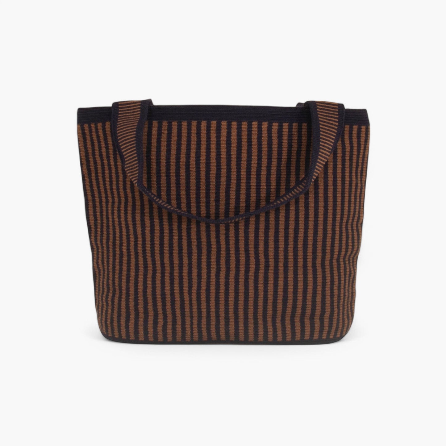 Çizgili oval tote | Mocha