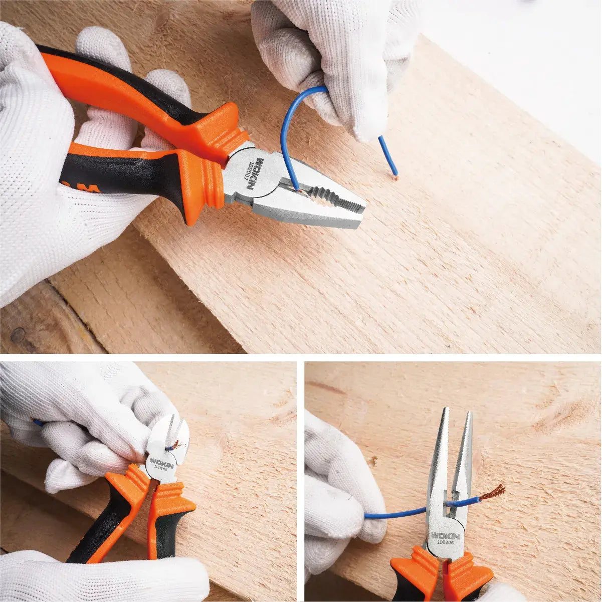 WOKIN 3-Delige Tangenset – Combinatietang, Kniptang & Langbektang