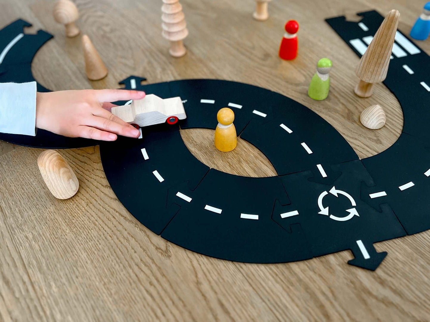 NEW The Drive Away set! This set features 11 roadparts, each designed to flex, curve, and twist in endless configurations, allowing young minds to create their own roads and byways. But that's not all! Unlike our standard sets, the Drive Away set comes co