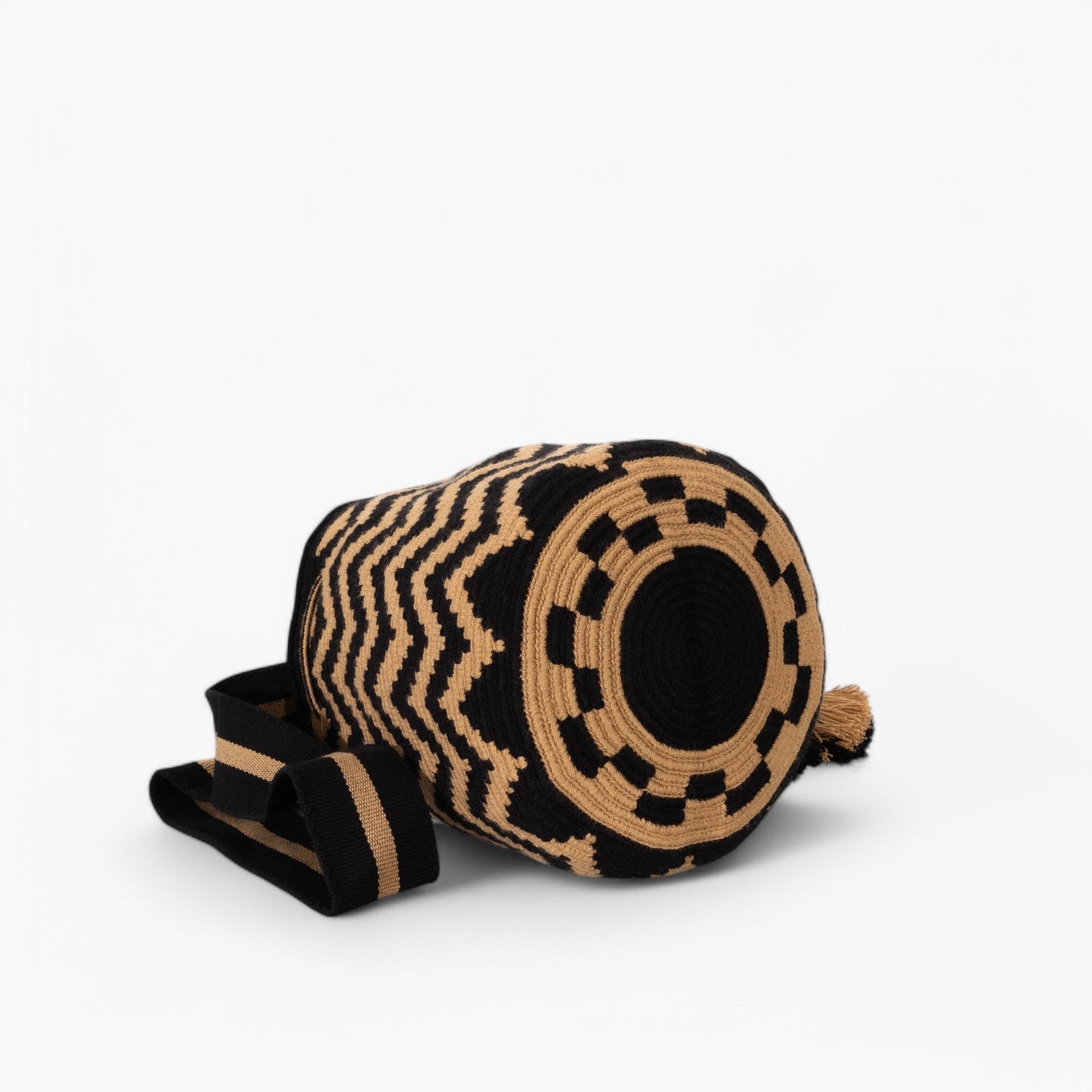 Zigzag crossbody tas L | Zwart