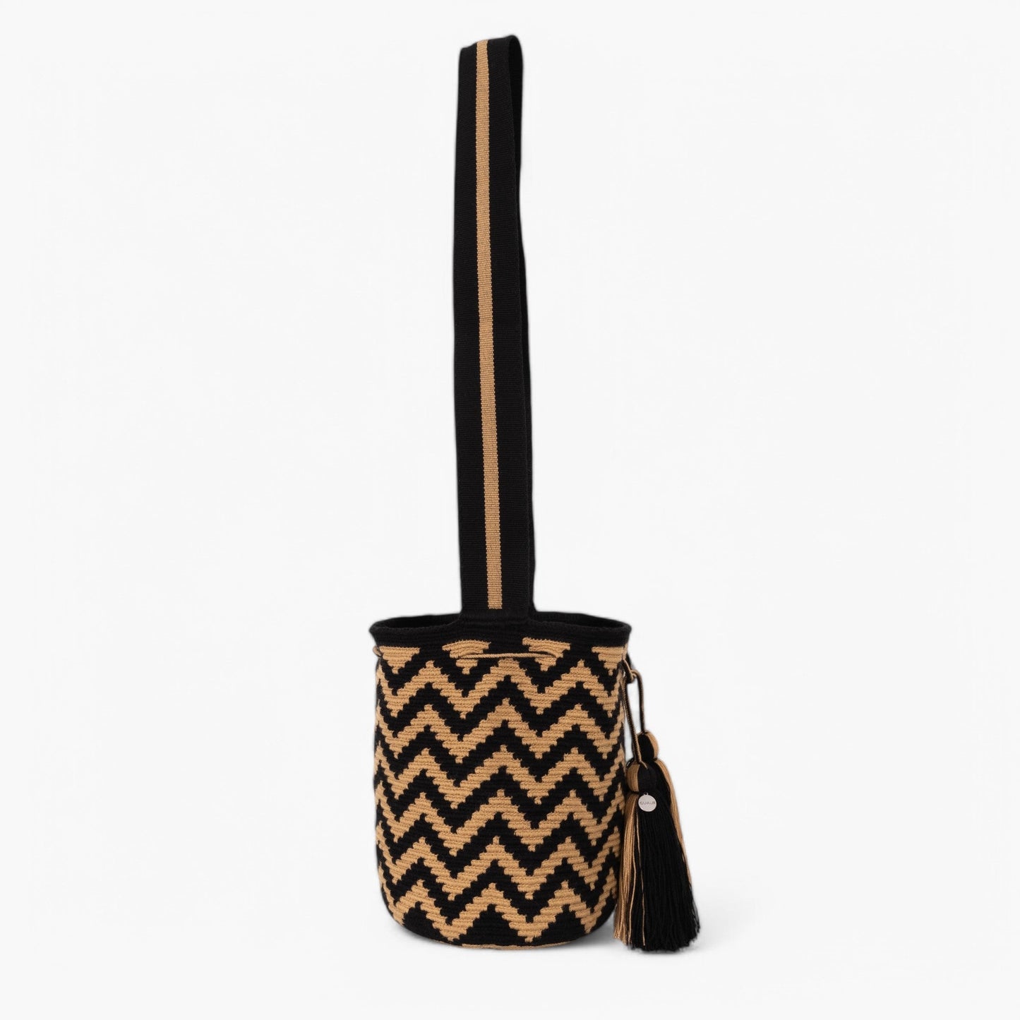 Zigzag crossbody tas L | Zwart