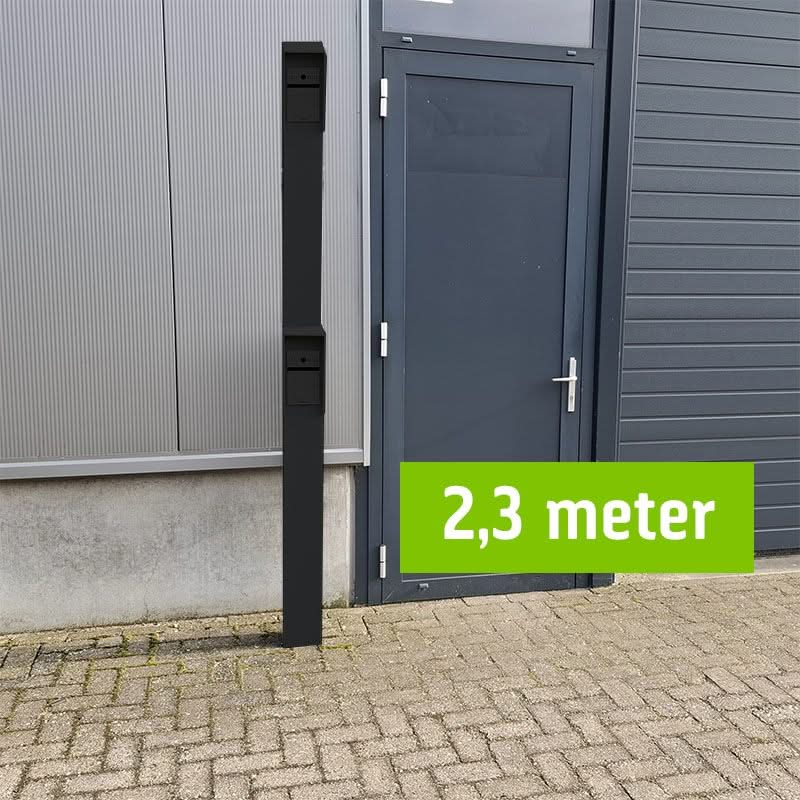 Intercomzuil 230cm, 15x15cm Dubbellaags gepoedercoat