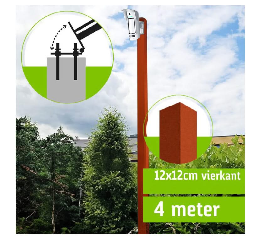 SecuTower Kantelbare vierkante aluminium cameramast 4 meter RAL-2004