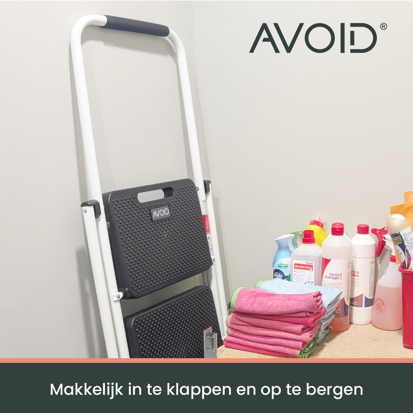 VERMIJD Huishoudtrap – Keukentrap Opstapkrukje – Inklapbare Trapladder – Wit – Veilig & Stabiel