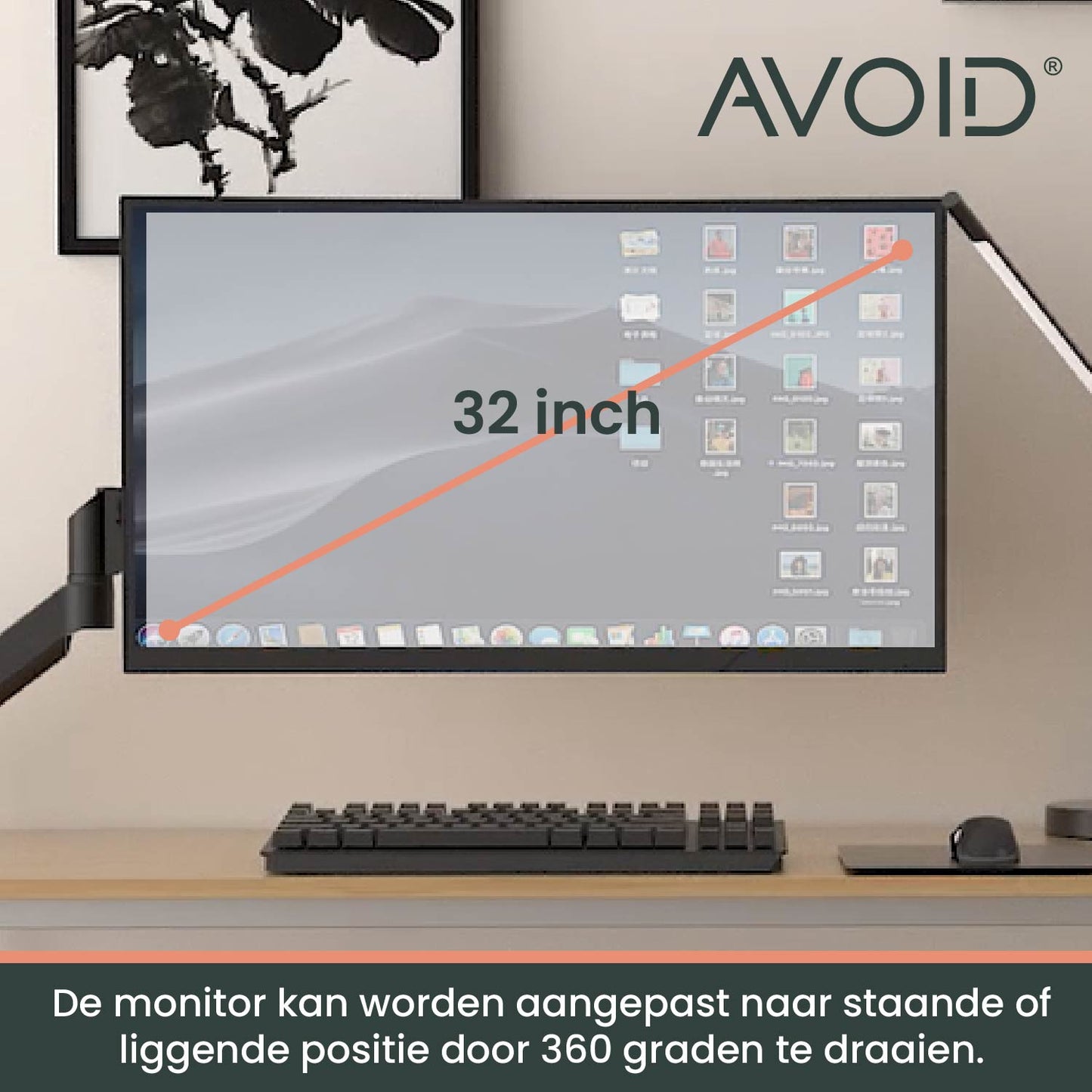 AVOID® - Verstelbare Monitör Kolu Gasveer ile Buluştu – 13"-32" için Geschikt | VESA 75x75 ve 100x100