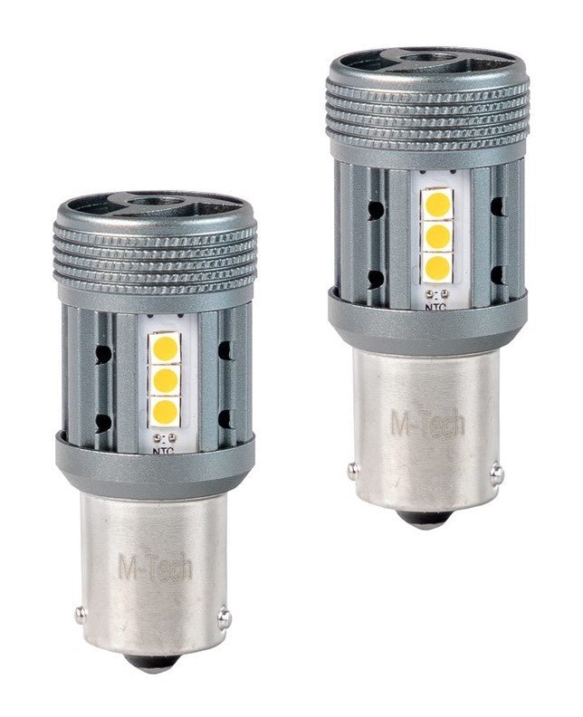 BA15S - 1156 - autolampenset 2 stuks - amber/oranje | PY21W 7510 - 2x 12-SMD-LED | geforceerde koeling - CANBUS 12V & 24V DC