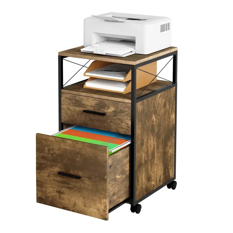 BukkitBow - Archiefkast / Rolcontainer - 2 Lades - Open Vak - met Wielen - Voor A4/Letter Mappen