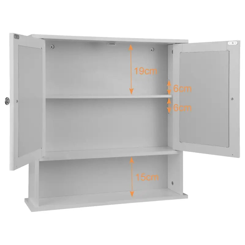 BukkitBow - Badkamerkast met Spiegel / Badkamermeubel - Verstelbare Plank - Duurzaam en Vochtbestendig - Eenvoudig te Onderhouden - 56x13x58,3 cm