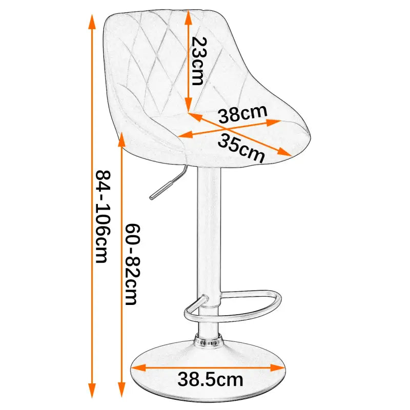 BukkitBow - Barkruk - Chroomstaal - Fluweel van Kunstleer - Verstelbaar - Draaibaar en met Voetensteun