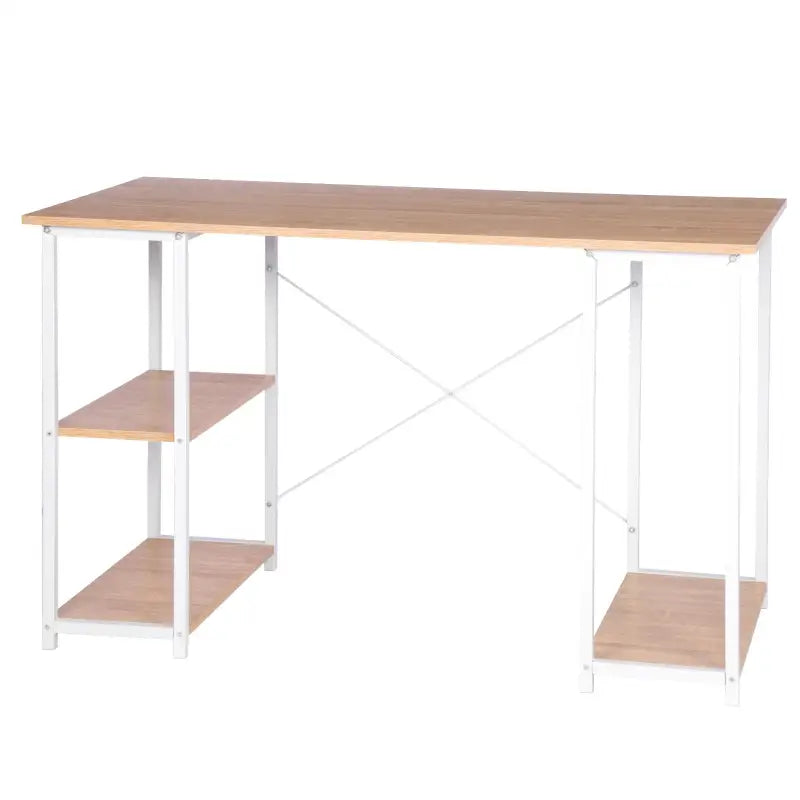 BukkitBow - Bureau - Licht Eikenhout en Stalen Structuur - 3 Opbergvakken - 50 kg Draagvermogen