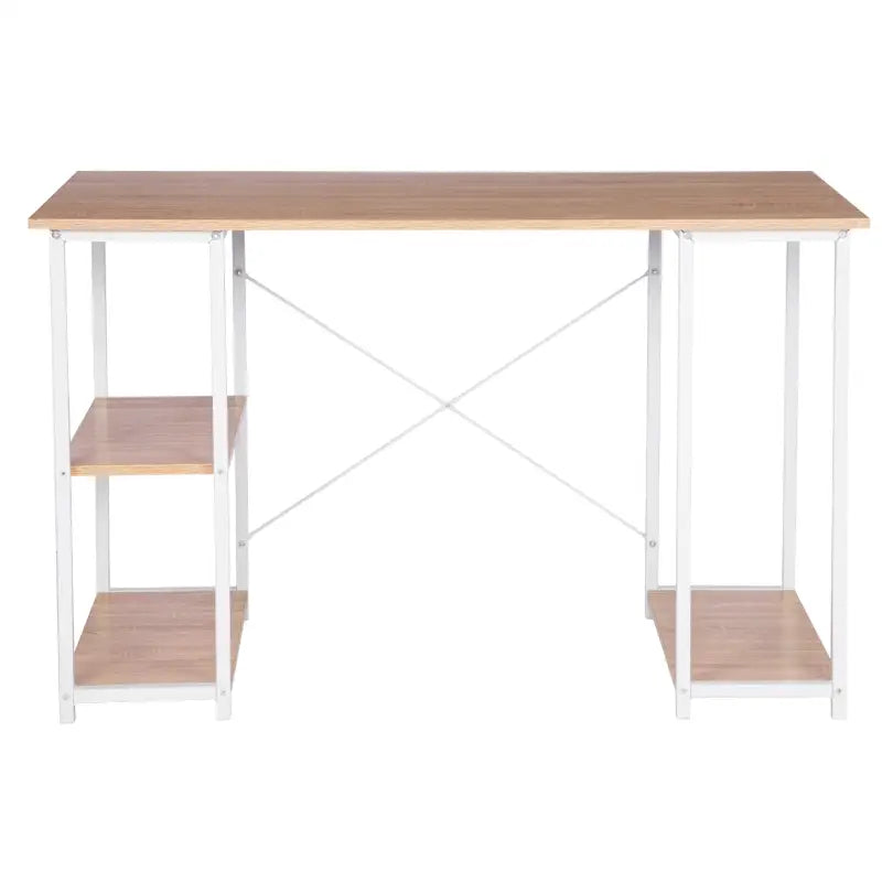 BukkitBow - Bureau - Licht Eikenhout en Stalen Structuur - 3 Opbergvakken - 50 kg Draagvermogen