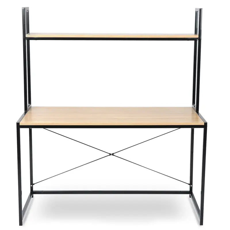 BukkitBow - Bureau met Opbergplank - Hout en Stalen Frame - 120x60x140 cm - 50 kg Draagvermogen