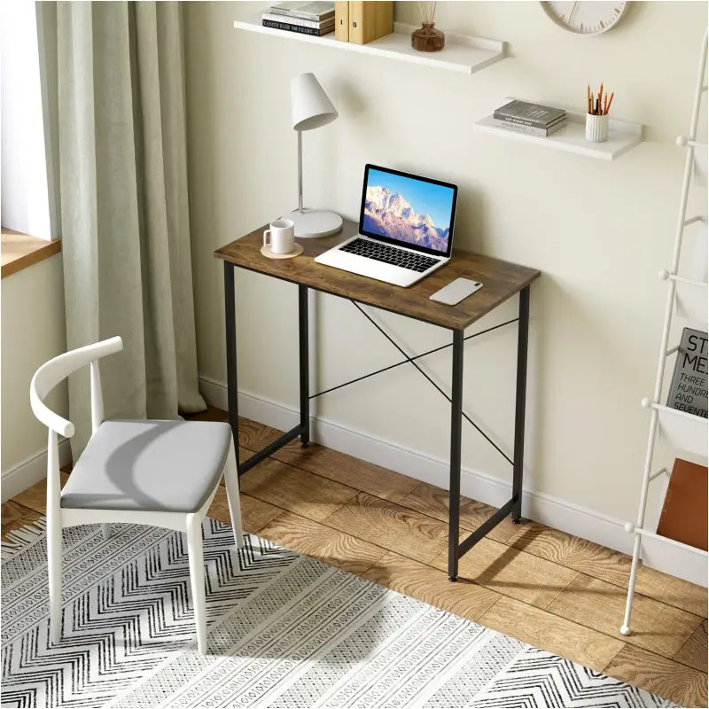 BukkitBow - Compact Bureau - Metalen Frame - 80x40x75 cm - Vintage Bruin Hout