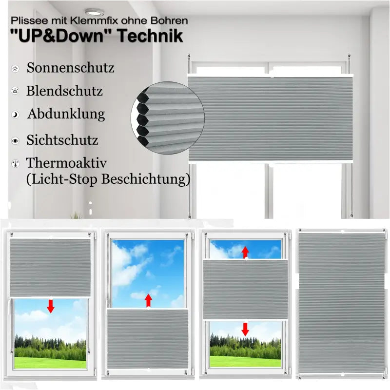 BukkitBow - Geïsoleerde Geplooide Zonnescherm / Plisségordijn - Polyester met Aluminium Profiel - 130 cm Hoog - Inclusief Montagekit