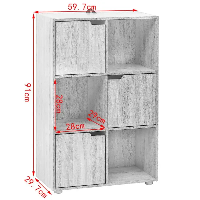 BukkitBow – Hoekboekenkast met Deuren – 6 Kubussen – 59,7x29,7x91 cm – Compact Formaat