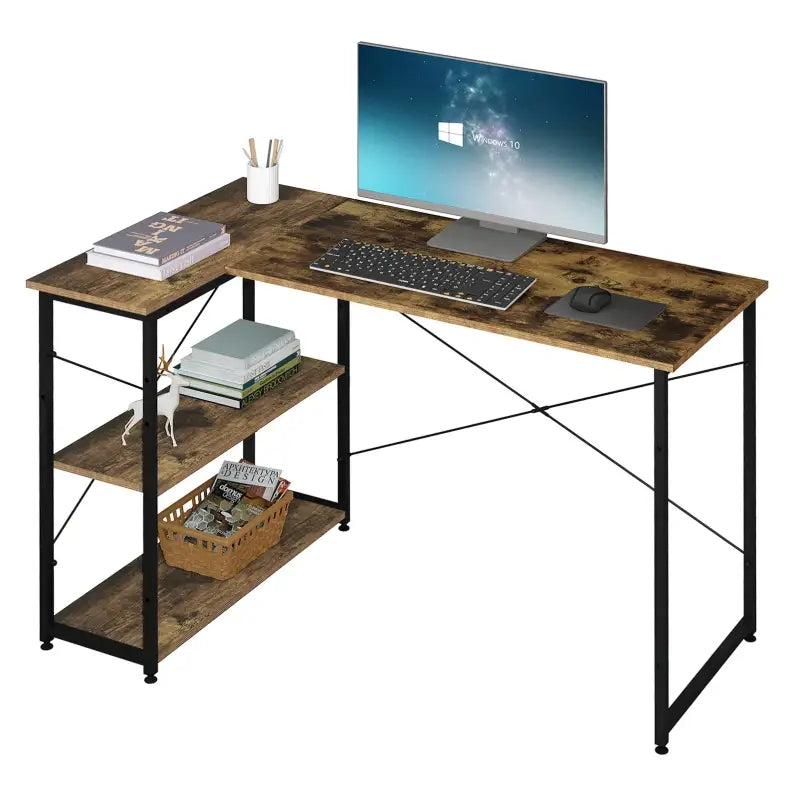 BukkitBow - Hoekbureau - Computer / Kantoor Bureau - met Opbergruimte - Frame van Metaal - 120X72CM