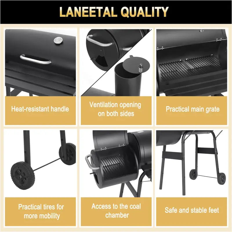 BukkitBow - Houtskoolbarbecue - BBQ van Staal - 3 Grillroosters - 115x53x114 cm - met Uitlaat