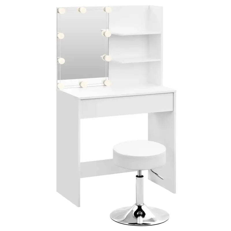 BukkitBow - Kaptafel Set - Verstelbare Kruk - LED Verlichting - Inclusief Spiegel