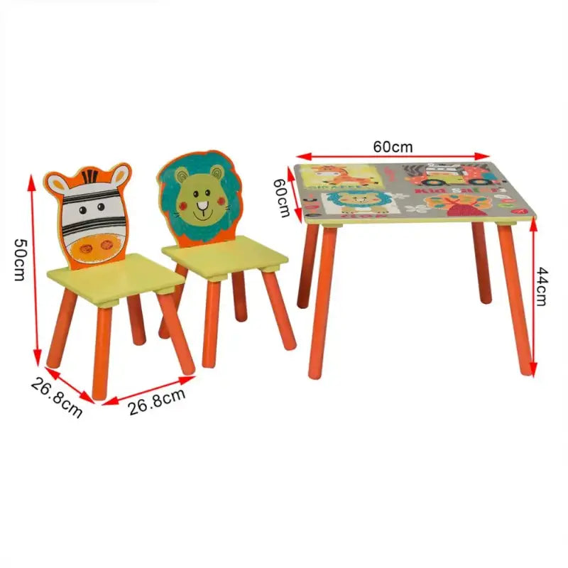 BukkitBow - Kinder Tafel en Stoelen Set - Veilig en Stevig - Tafel met 2 Stoelen - 60x60x44cm