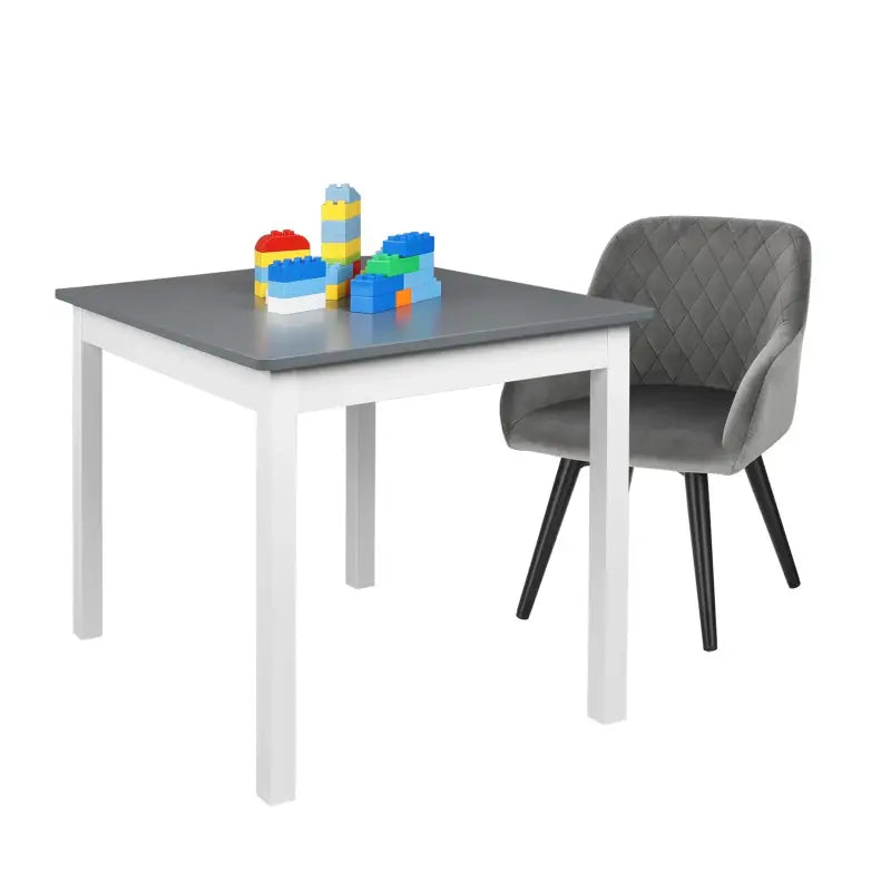 BukkitBow – Kinderstoel Velours en Metaal – Grijs – Ergonomisch en Stevig – 37,5x38x55 cm